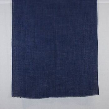 Écharpe en laine mérinos bicolore tissée à chevrons - Bleu 4