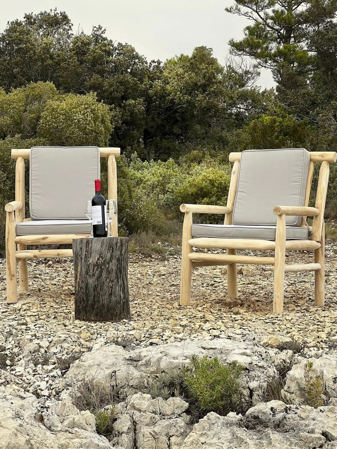 Kaufen Sie SESSEL AUS TEAK-POLYESTER 65X80X92 HELLGRAU MB178755 zu