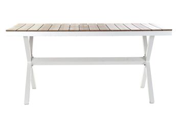 TABLE EN RÉSINE ALUMINIUM 160X90X75 SIMIL BOIS BLANC MB178821 6