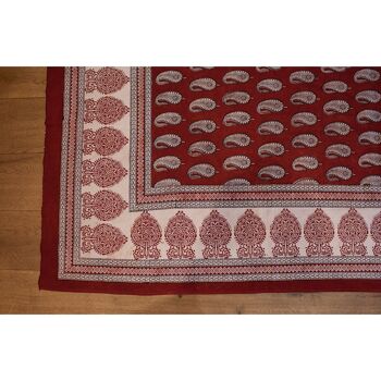 Tapis Paisley & Ambi Hand Block Print Area / Runner - Rouge Blanc 3