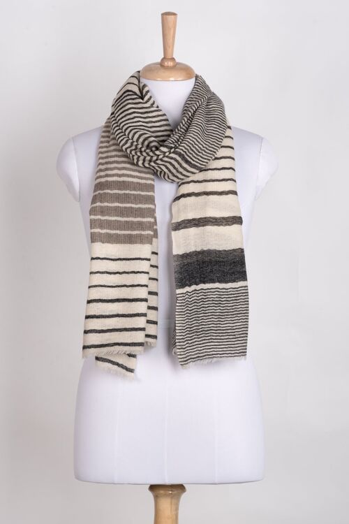 Reversible Stripes Merino Wool Scarf - Off-White Multi