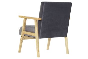 FAUTEUIL POLYESTER MDF 62X70X76 VELOURS GRIS MB180215 6