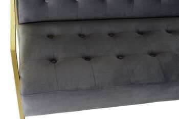 CANAPÉ MÉTAL POLYESTER 128X70X76 VELOURS GRIS MB180220 2