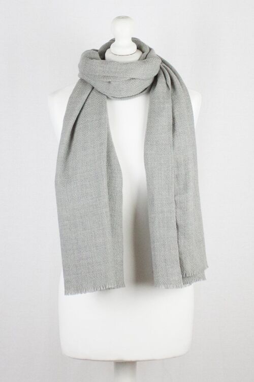 Diamond Weave Merino Wool Scarf - Ice Grey