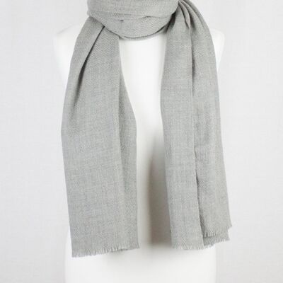 Diamond Weave Merino Wool Scarf - Ice Grey