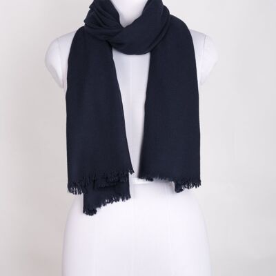 Diamond Weave Merino Wool Scarf - Navy