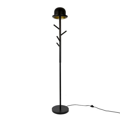 Coat rack & lamp, Chapeau, black, metal