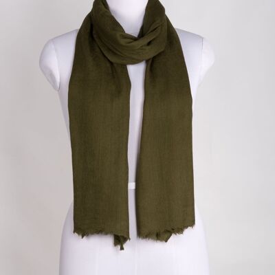 Paisley Jacquard Weave Cashmere Wool Scarf - Olive