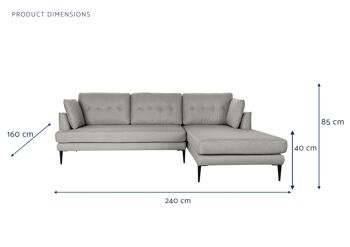 CANAPÉ MÉTAL POLYESTER 240X160X85 CHAISELONGUE GRIS MB180907 3