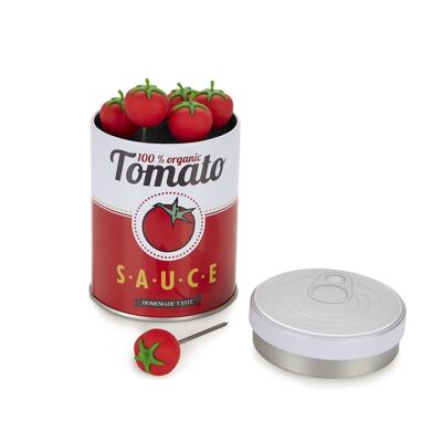 Fourchette à apéritif, Tomate, x6, étain