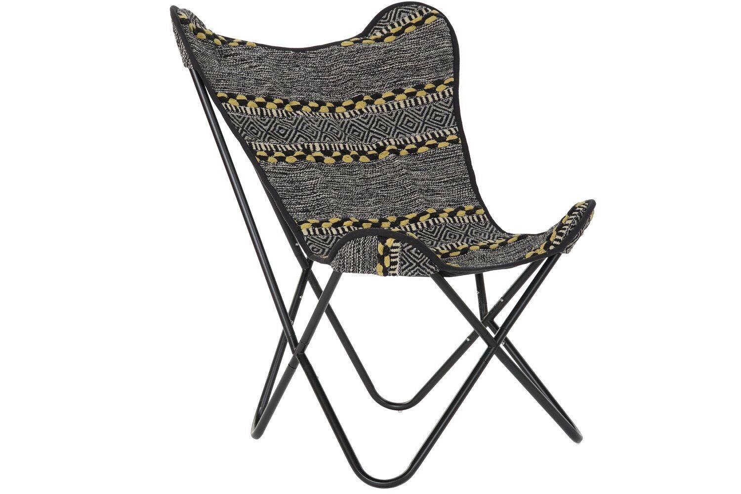 POLTRONA FERRO COTONE 74X65X90 NERO BUTTERFLY MB181445