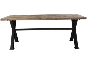 TABLE MÉTAL BOIS RECYCLÉ 200X100X78 NATUREL MB182061 7