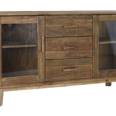 BUFFET BOIS RECYCLE VERRE 160X48X85 NATUREL MB182185