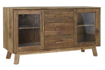 BUFFET BOIS RECYCLE VERRE 160X48X85 NATUREL MB182185 1