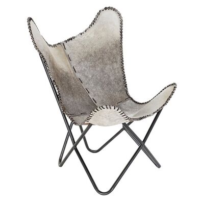 IRON LEATHER ARMCHAIR 70X70X90 GRAY COW MB182440