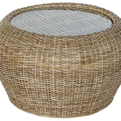 TAVOLINO BASSO VETRO RATTAN 82X82X48 NATURALE NATURALE MB182516