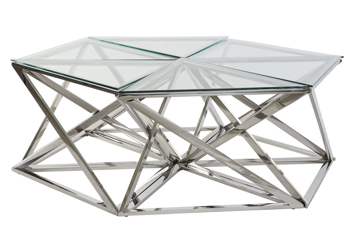 TABLE BASSE SET 6 ACIER VERRE 137.5X120.5X46 MB182525
