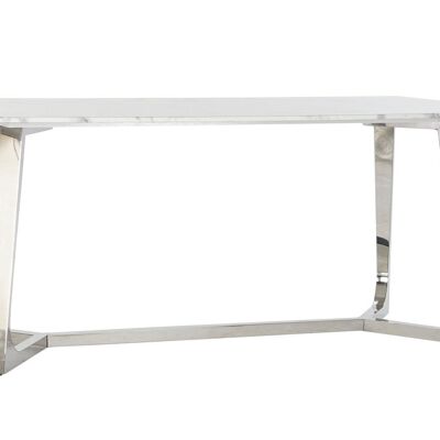 DINING TABLE MARBLE STEEL 180X90X76 SILVER MB182531