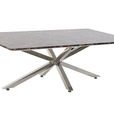 TABLE BASSE ACIER MARBRE 130X80X45 ARGENT MB182537
