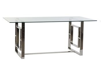 TABLE DE REPAS ACIER VERRE 180X90X75 MB182548 1