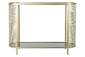 CONSOLE MÉTAL VERRE 106,5X31X79,5 DORÉ MAT MB182554 4