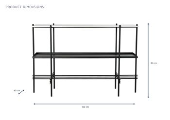 CONSOLE METAL MARBRE 120X40X80 NOIR MB182576 6