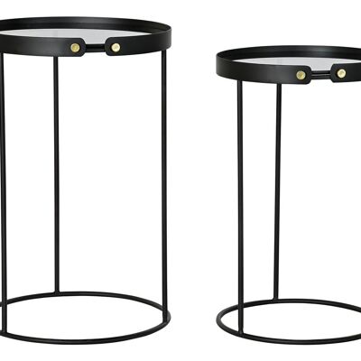 MESITA AUXILIAR SET 2 METAL CRISTAL 38X38X59 NEGRO MB182590