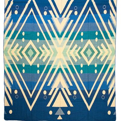 Alpaka einheimische Decke Imbabura 190 cm x 225 cm Blau