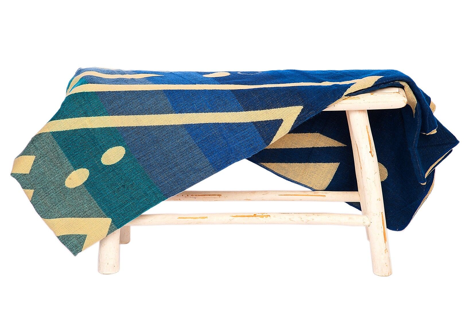 Alpaca native blanket Imbabura 190 cm x 225 cm Blue