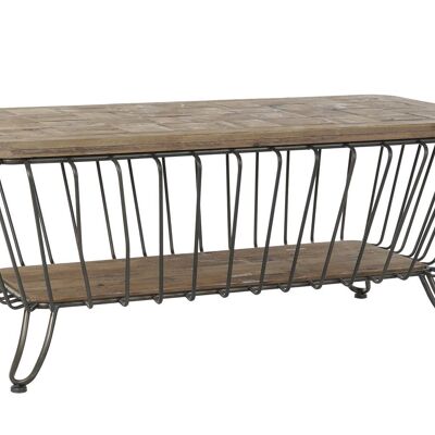 MESA CENTRO PINO METAL 125X64X51 MARRON MB182970