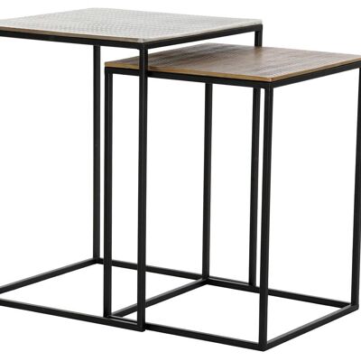 BEISTELLTISCH SET 2 ALUMINIUM 41X41X55 SILBER MB183320