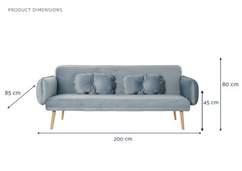 SOFA POLIESTER METAL 200X85X80 TERCIOPELO MB184867