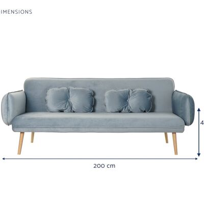 CANAPÉ MÉTAL POLYESTER 200X85X80 VELOURS MB184867