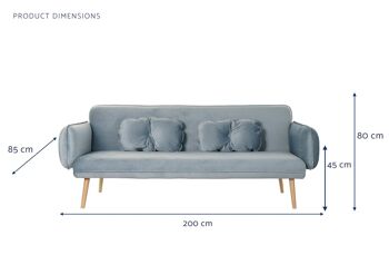 CANAPÉ MÉTAL POLYESTER 200X85X80 VELOURS MB184867 1