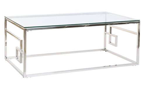 MESA CENTRO METAL CRISTAL 120X45X60 PLATEADO MB185282