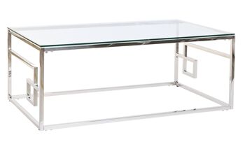 TABLE BASSE MÉTAL VERRE 120X45X60 ARGENT MB185282 1