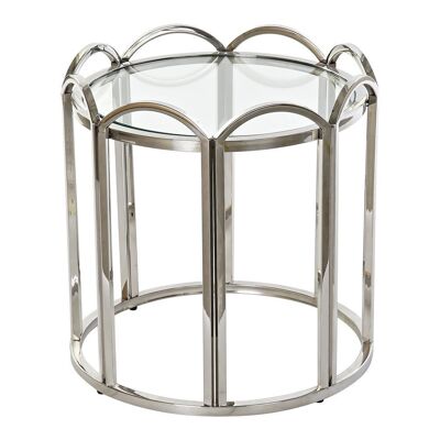 TABLE D'APPOINT MÉTAL VERRE 52X52X55 ARGENT MB185289