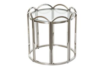 TABLE D'APPOINT MÉTAL VERRE 52X52X55 ARGENT MB185289 1