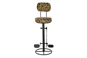 TABOURET METAL CUIR 42X48X116 LEOPARD NOIR MB185298 5