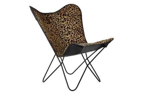 SILLA METAL PIEL 73X70X93 LEOPARDO NEGRO MB185301