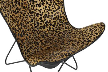 CHAISE METAL CUIR 73X70X93 LEOPARD NOIR MB185301 2