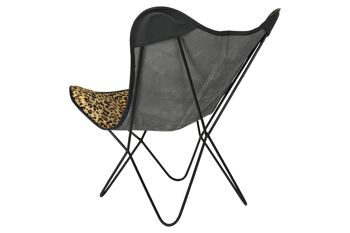 CHAISE METAL CUIR 73X70X93 LEOPARD NOIR MB185301 4