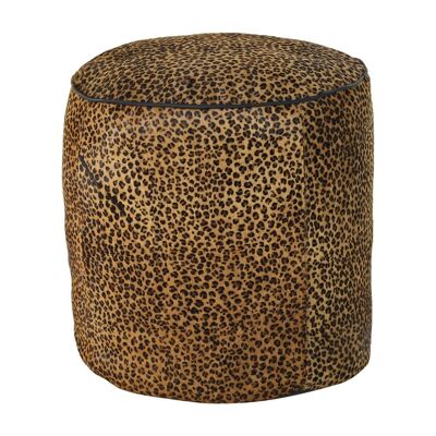 LEATHER FOOTREST 46X46X50 BROWN LEOPARD MB185304