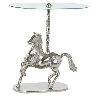 TABLE D'APPOINT ALUMINIUM VERRE 54X39X57 CABALLO MB185644