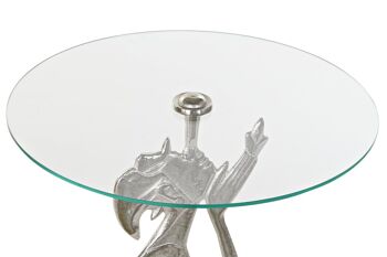 TABLE D'APPOINT ALUMINIUM VERRE 46X46X72 PERSONNE MB185645 2