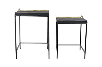 TABLE D'APPOINT SET 2 ACIER 41X41X60 PLATEAU MB185679 7