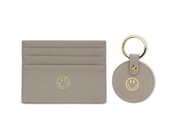 Set porte-cartes et porte-clés "Smiley" | gris clair 2