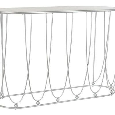 MARBLE METAL CONSOLE 115X35X78 SILVER WHITE MB186467
