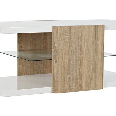 COFFEE TABLE MDF GLASS 110X60X45 WHITE MB188058