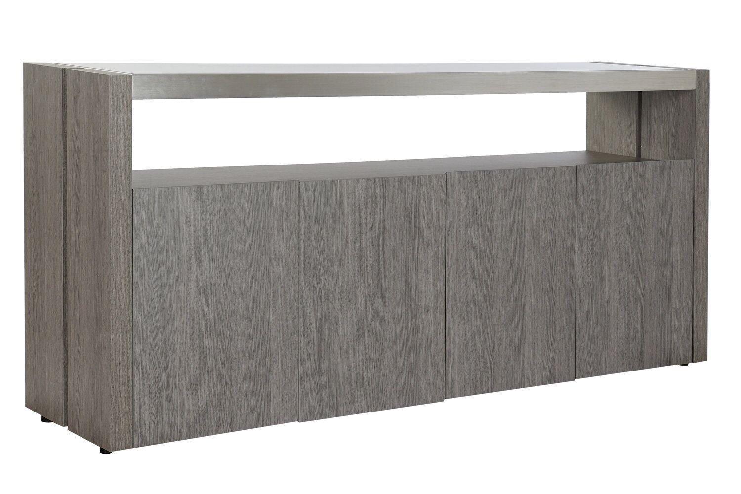 ALUMINUM OAK BUFFET 165X39X76 GRAY GLASS MB189167